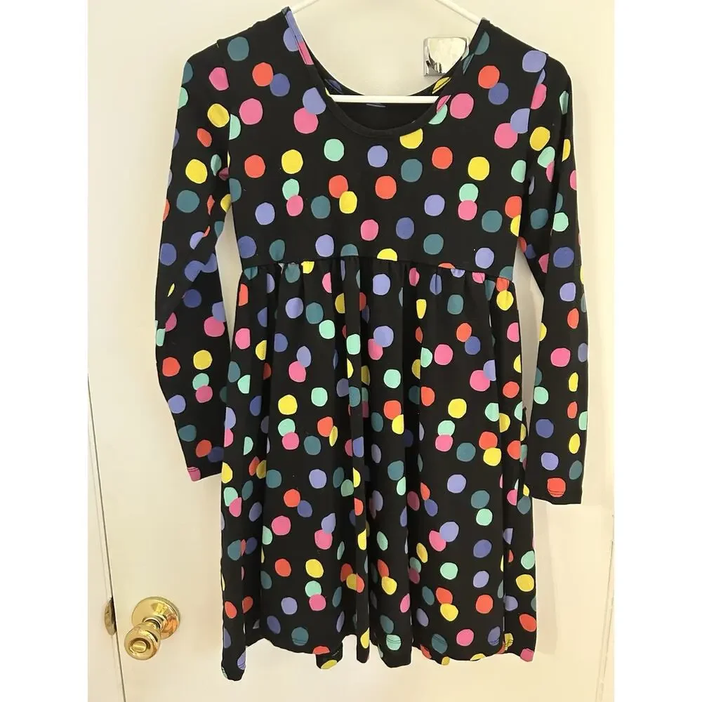 Hanna Anderson Girls Polka Dot Dress Pockets Flare Skirt Size 12